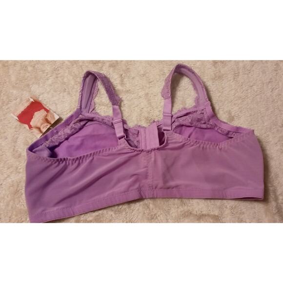 Comfort Choice Women's Plus Size Front Hook Gel Strap Wireless Bra 48DD Purple - Picture 2 of 5